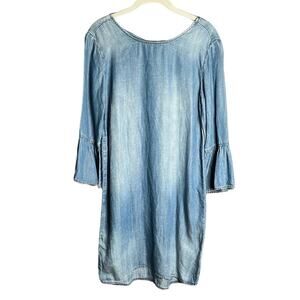Cloth & Stone Chambray Knee Length Dress With Bell Sleeves Cutout Size XS